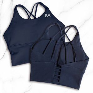 Longline Strappy Sports Bra - Navy